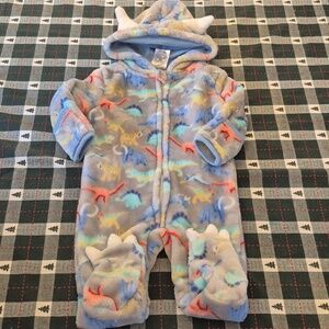 MickMack Boys Soft Grey and Blue Dinosaur Jumpsuit Size 6-9M